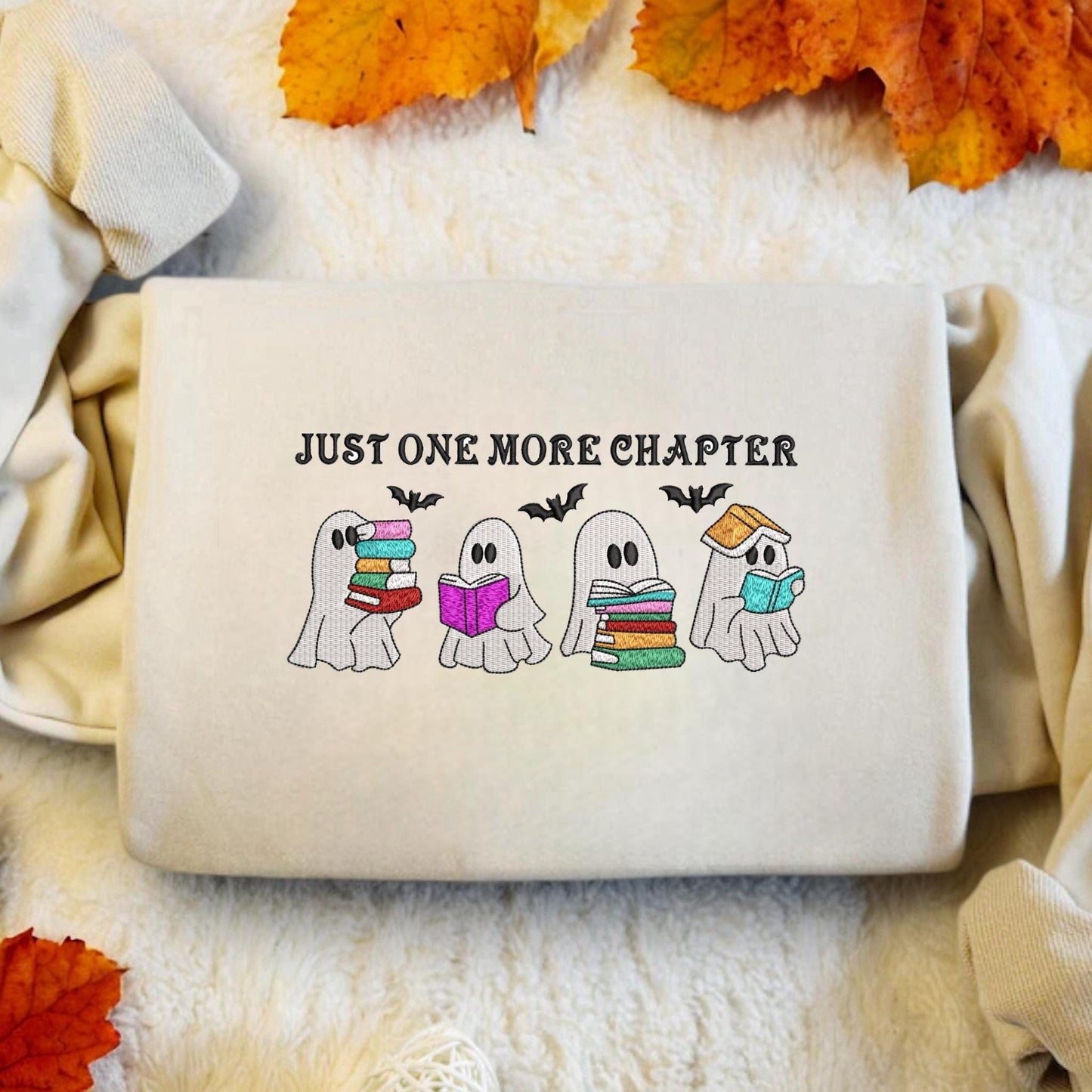 Ghost Reader Embroidered Sweatshirt | Spooky Season | Halloween Gift | Funny Halloween Shirt | Basic Witch Book Club Sweatshirt | Bookish