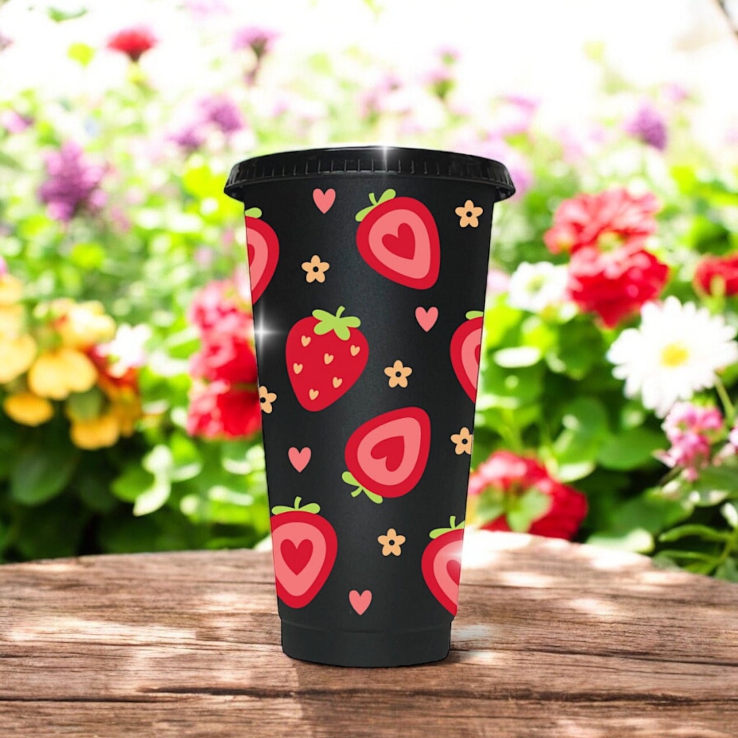 Strawberry 24oz Cold Cup | Cute Summer Cup | Strawberry Starbucks | Flower Mug | Gifts for Best Friend | Strawberry Tumbler