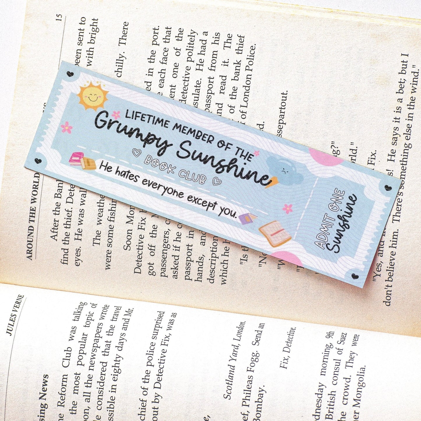 Grumpy Sunshine Bookmark | Book Lover Gift | Glitter Bookmark | Secret Santa Gift | Bookish Gift | Romance Era Bookmark | Bookish Accessory