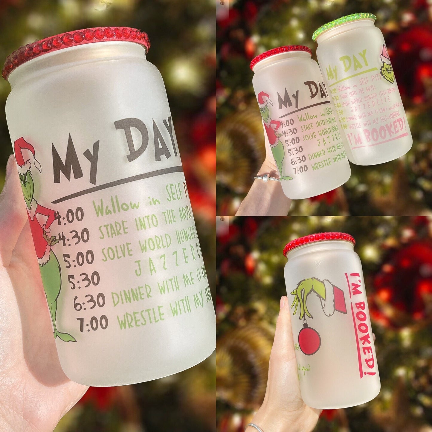 Frosted Glass Christmas Beer Can | Glass Cocoa Mug | Beer Can Glass | Christmas Mug | Christmas Glass | Holiday Mug | Iced Coffee Glass