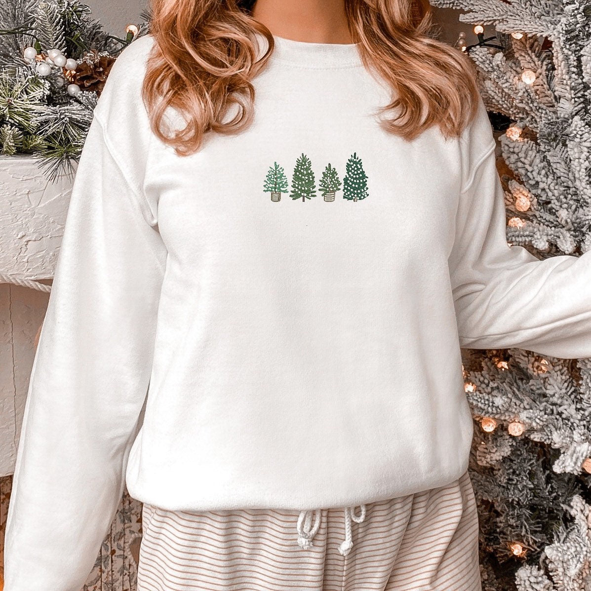 Christmas Tree Sweatshirt Hoodie | Christmas Jumper | Embroidered Crewneck | Cute Christmas Sweatshirt | Gifts for Her |