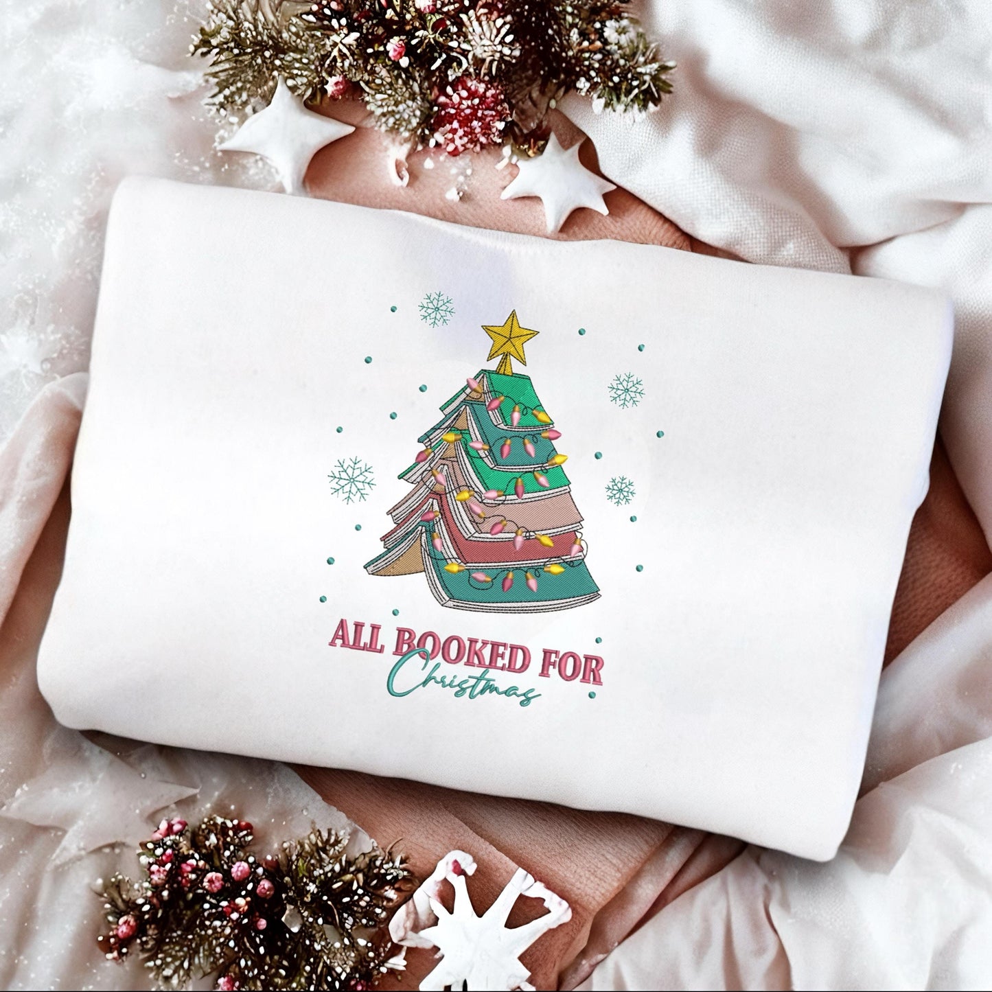 Bookish Christmas Embroidered Jumper | Embroidered Christmas Hoodie | Christmas Jumper | Stocking Filler | Festive Sweatshirt