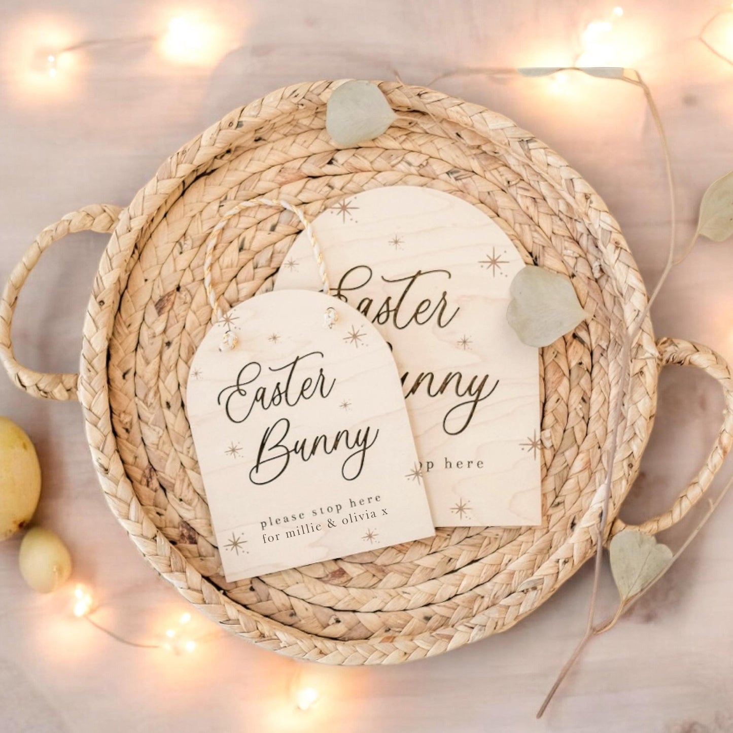 Personalised Easter Bunny Please Stop Here Sign | Easter Decor | Easter Gift For Kid | Laser Engraved | Easter Print | Easter Keepsake