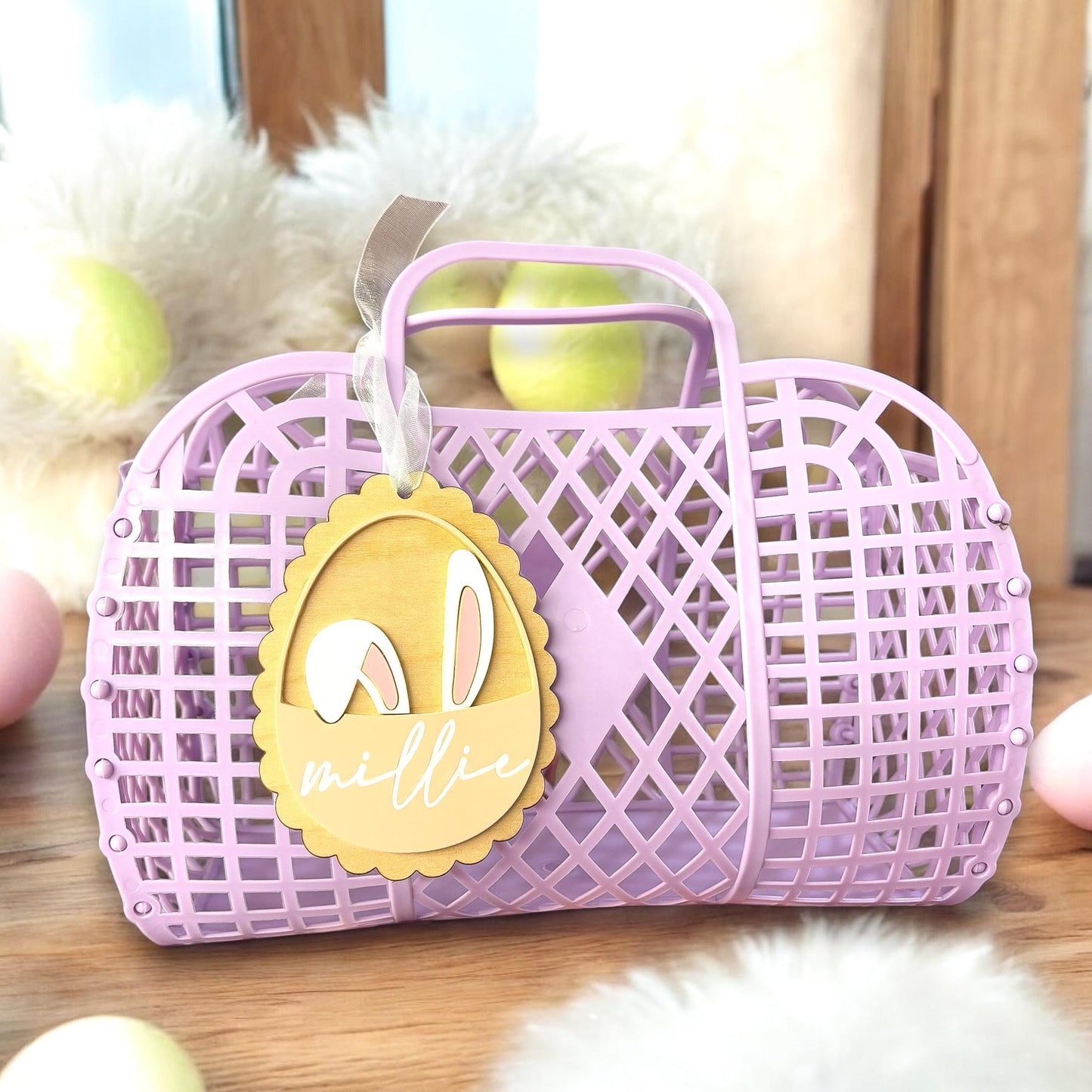 Personalised Bunny Easter Basket - Custom Kids Easter Basket - Easter Gift - Easter Treat Bag - Easter Basket Fillers - Easter Egg Hunt