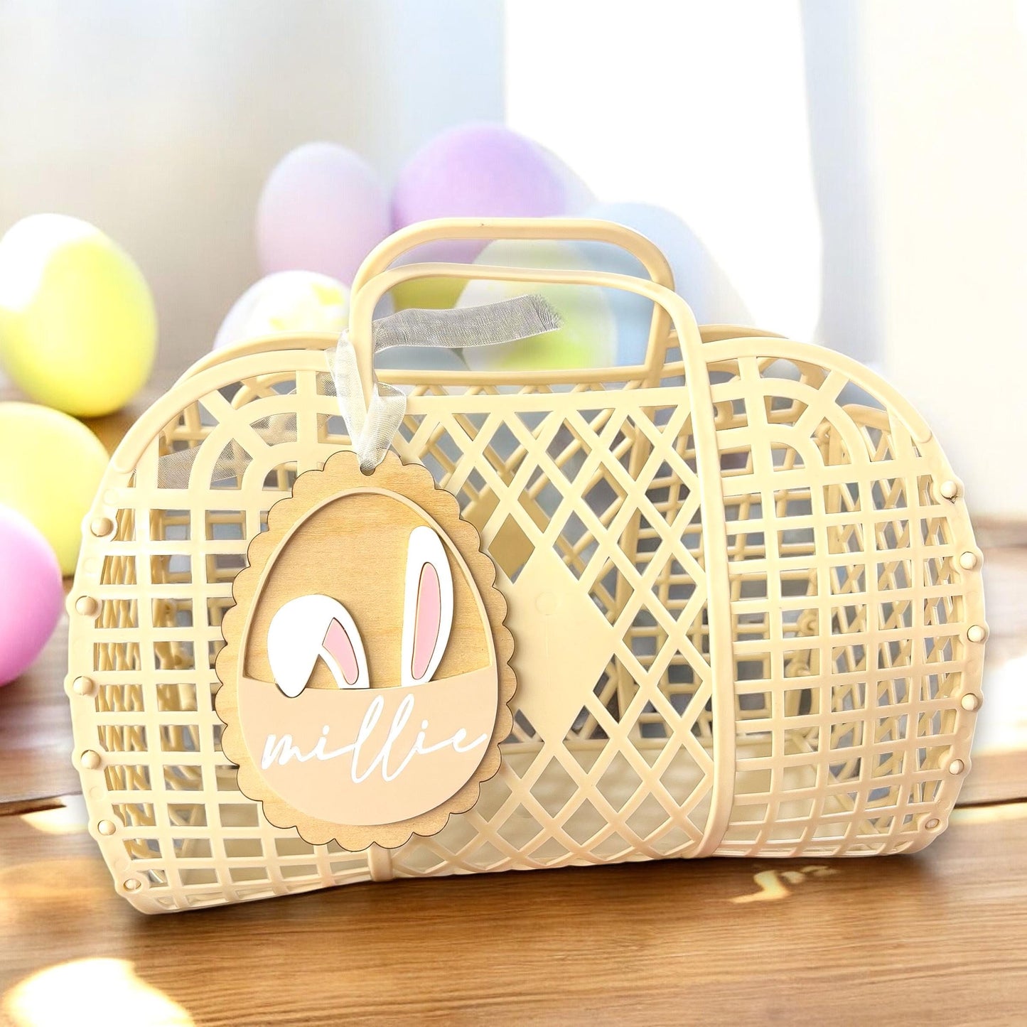 Personalised Bunny Easter Basket - Custom Kids Easter Basket - Easter Gift - Easter Treat Bag - Easter Basket Fillers - Easter Egg Hunt