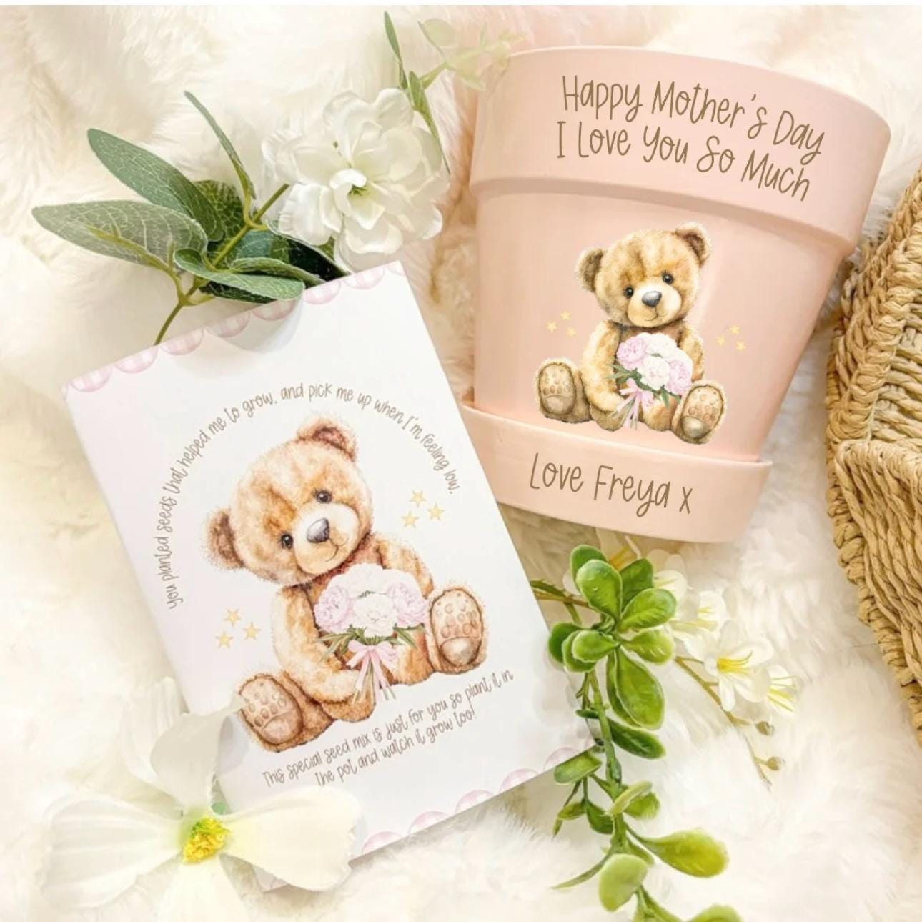 Personalised Mothers Day Flower Pot - Custom Mother's Day Gift - Unique Plant Pot for Mum - Perfect for Granny - Ceramic Pot and Seed Packet