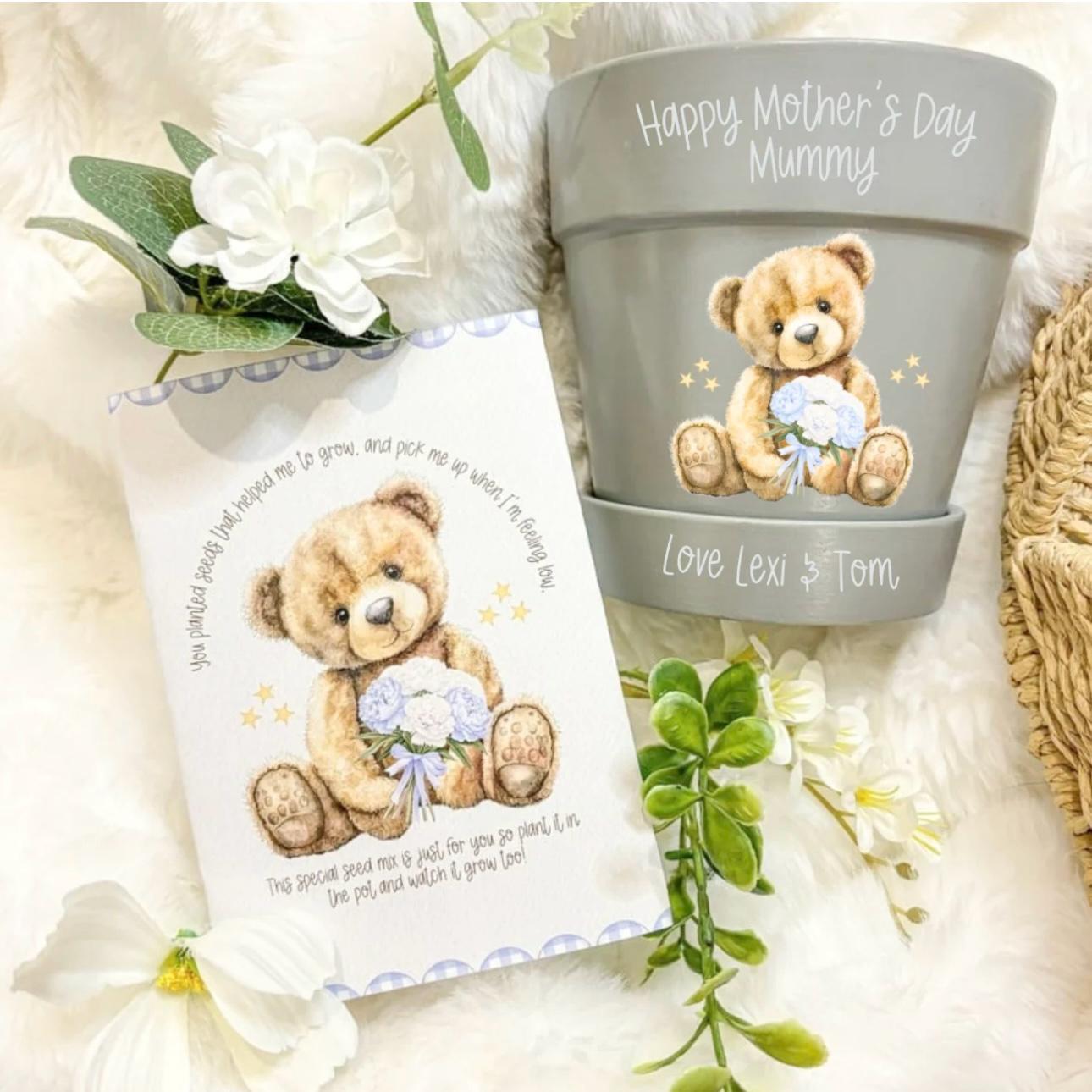 Personalised Mothers Day Flower Pot - Custom Mother's Day Gift - Unique Plant Pot for Mum - Perfect for Granny - Ceramic Pot and Seed Packet