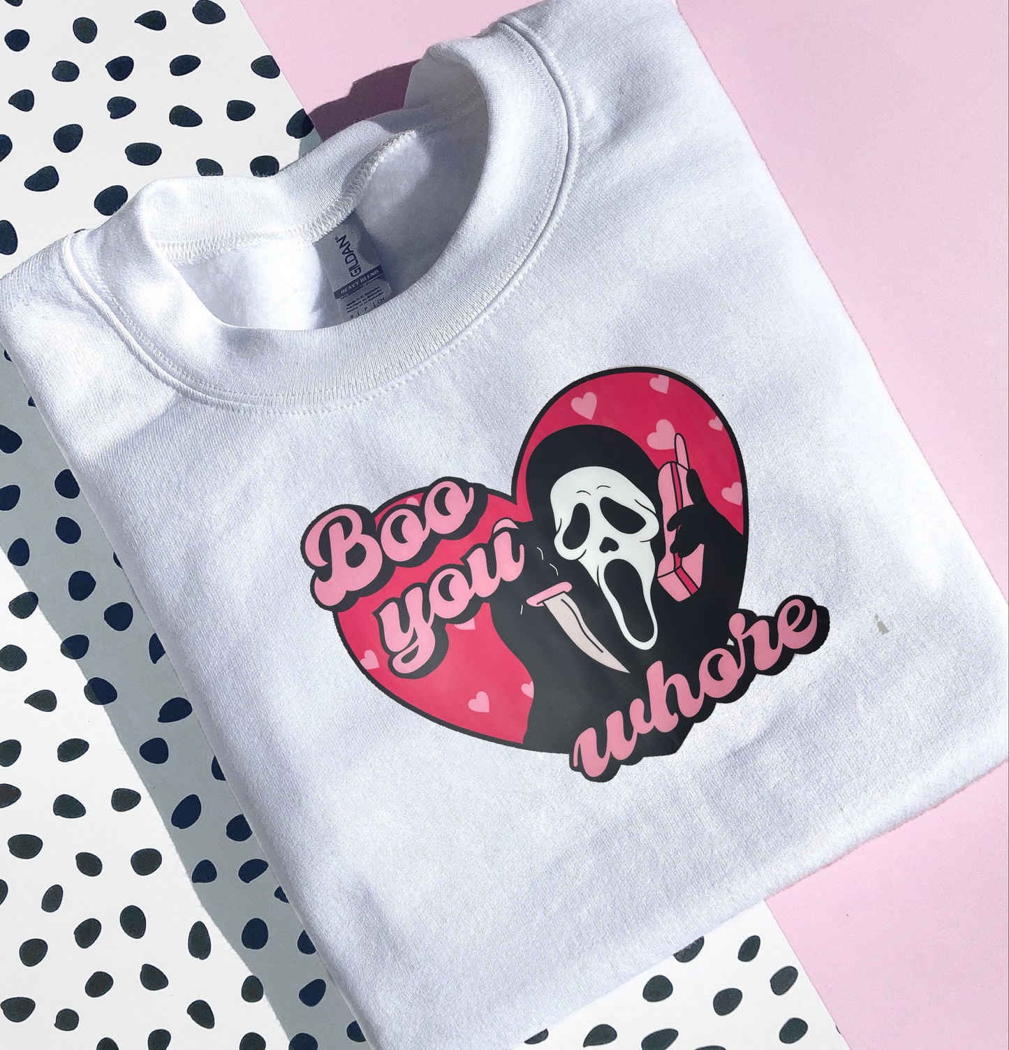 SCREAM BOO YOU WHORE PRINTED CREWNECK/HOODIE