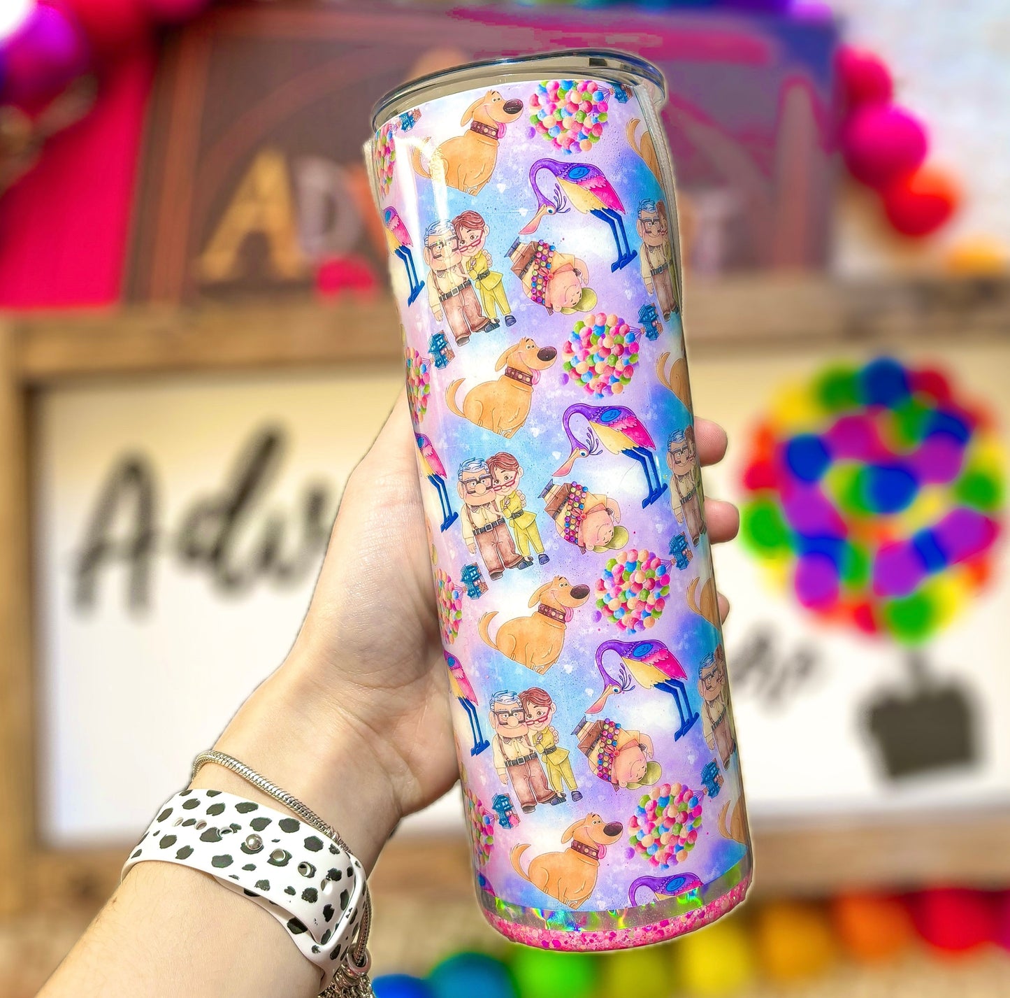 UP BALLOONS 20OZ GLITTER TUMBLER