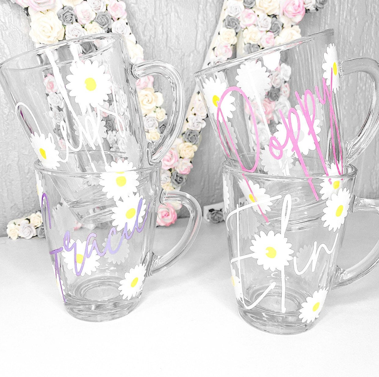 PERSONALISED DAISY GLASS MUG