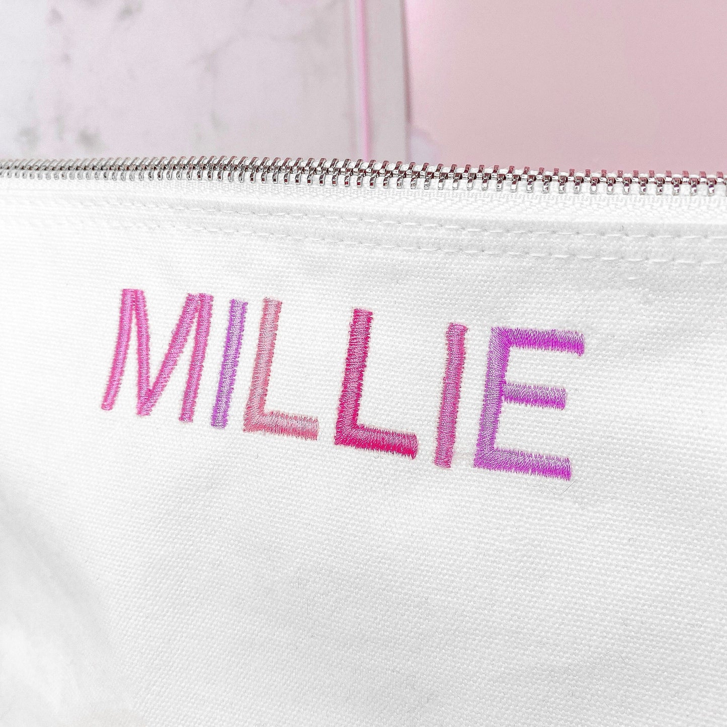 PERSONALISED EMBROIDERED CANVAS COSMETIC BAG