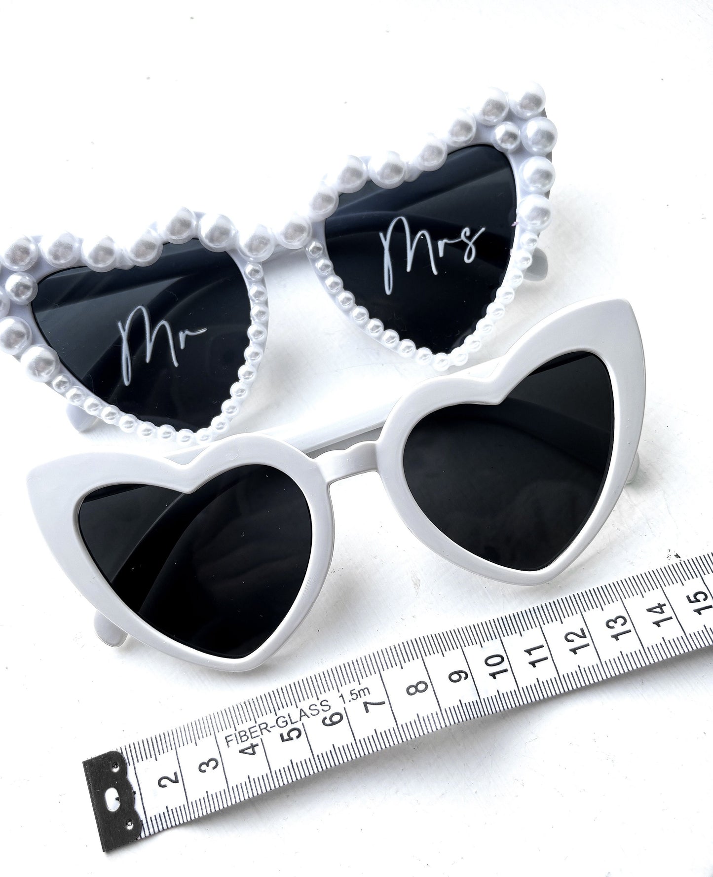 Personalised Wedding Heart Shaped Sunglasses | Personalised Sunglasses Sticker | Viral TikTok Sunglasses | Hen Party | White Sunglasses