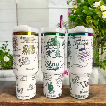 Engraved Era 40oz Tumbler | Singer Cup | Reusable 24oz Travel Tumbler | Starbucks Inspired | Gifts for Swif-tie Fan | Cute Drinkware