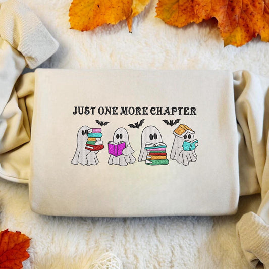 Ghost Reader Embroidered Sweatshirt | Spooky Season | Halloween Gift | Funny Halloween Shirt | Basic Witch Book Club Sweatshirt | Bookish