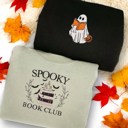 Halloween Book Embroidered Sweatshirt | Spooky Season | Halloween Gift | Funny Halloween Shirt | Basic Witch Book Club Sweatshirt | Bookish