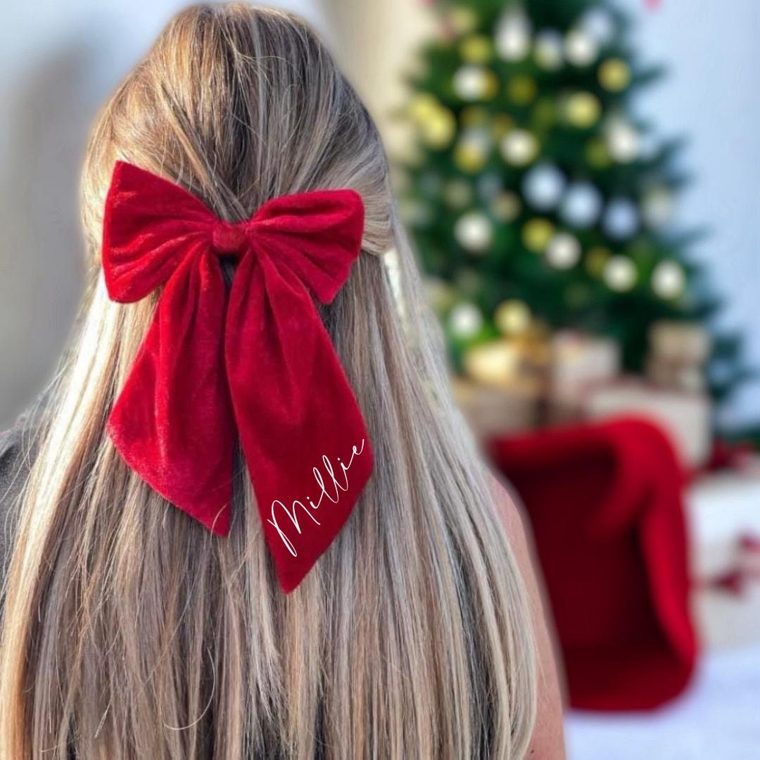Personalised Christmas Hair Bows | Christmas Hair Bow | Santa Hair Bow | Red Hair Bow | Xmas Hair Bow | Baby Bow | Gift For Her