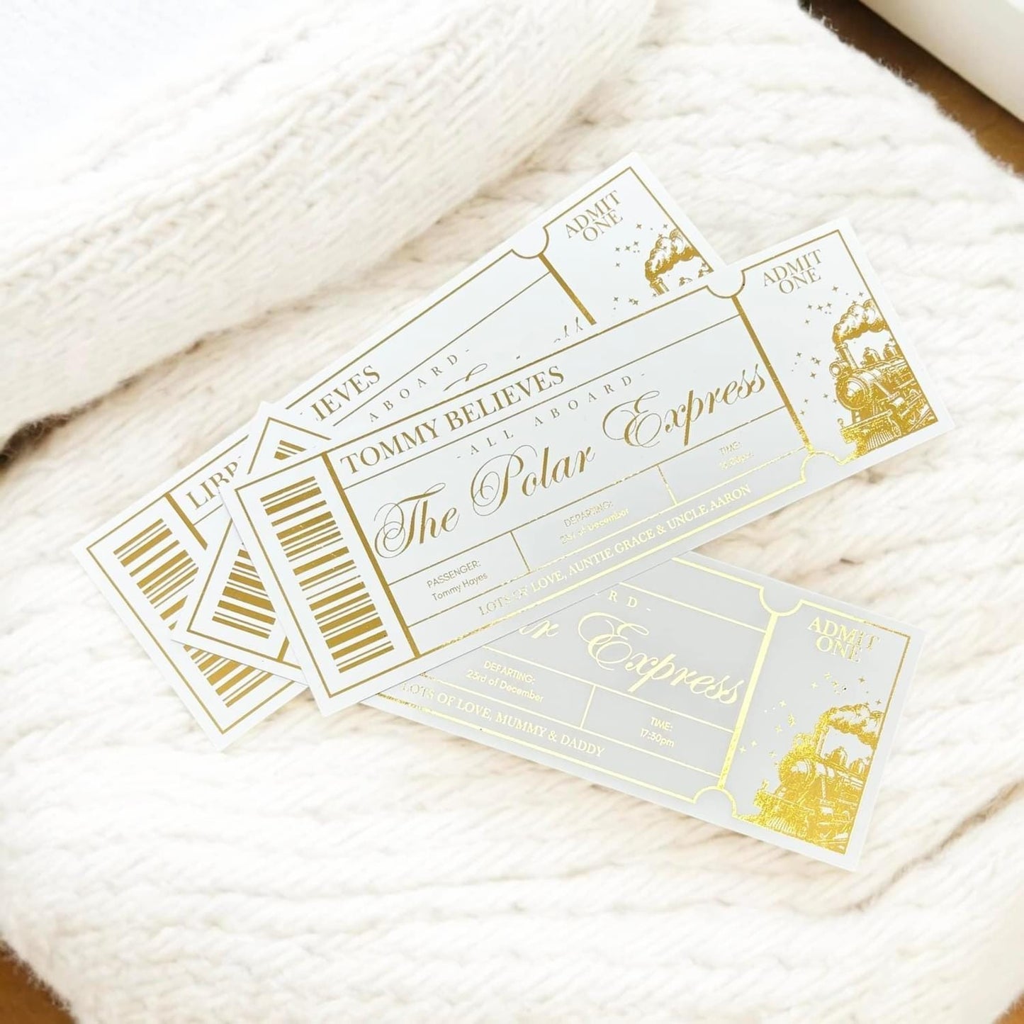 Personalised Foiled Polar Express Ticket | Custom Christmas Ticket | Fake Train Ticket | Gift Voucher | Certificate