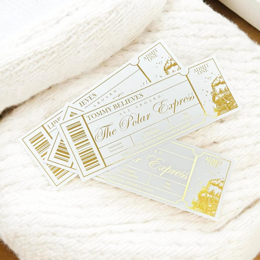 Personalised Foiled Polar Express Ticket | Custom Christmas Ticket | Fake Train Ticket | Gift Voucher | Certificate