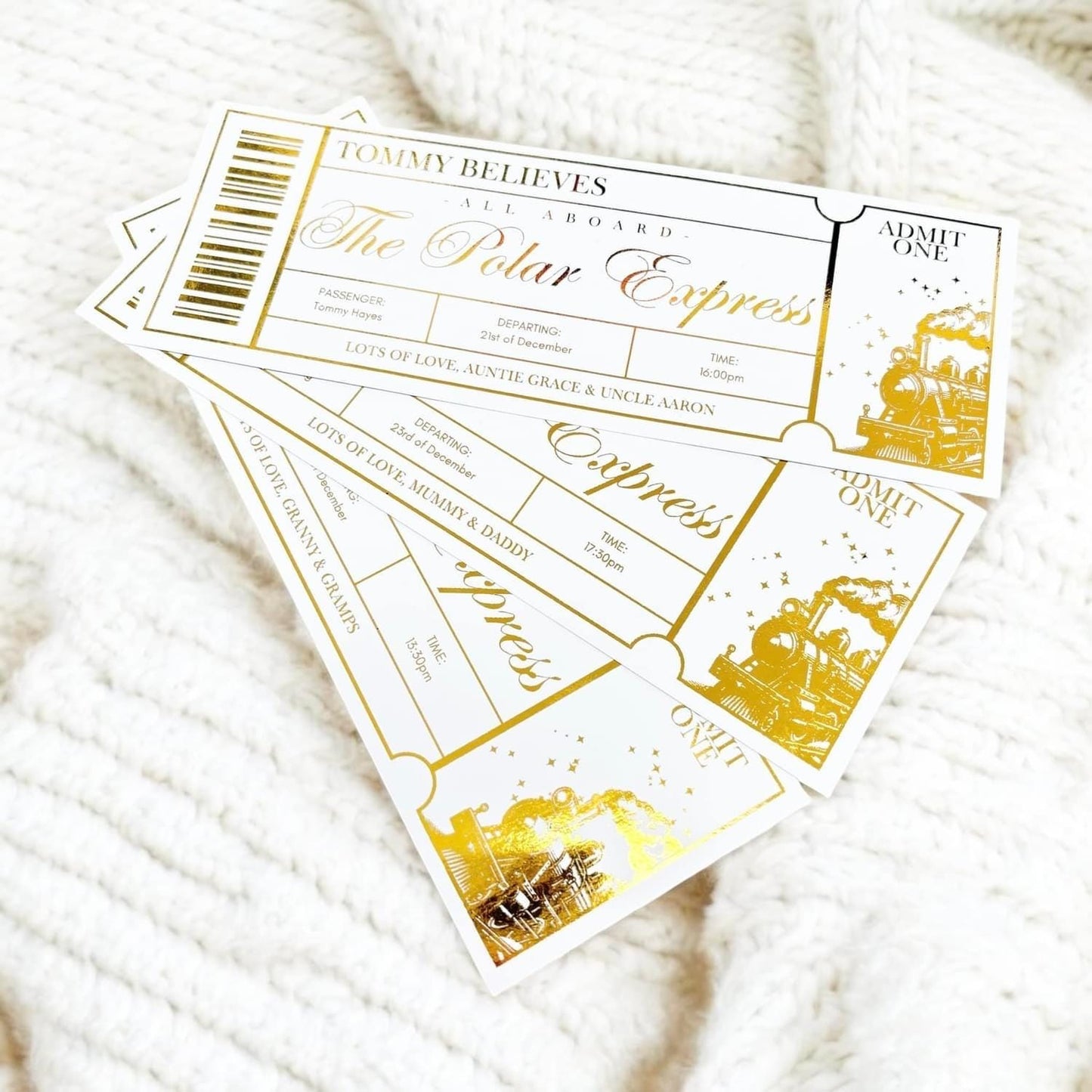 Personalised Foiled Polar Express Ticket | Custom Christmas Ticket | Fake Train Ticket | Gift Voucher | Certificate