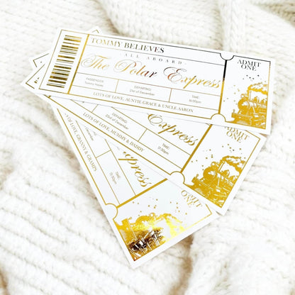 Personalised Foiled Polar Express Ticket | Custom Christmas Ticket | Fake Train Ticket | Gift Voucher | Certificate