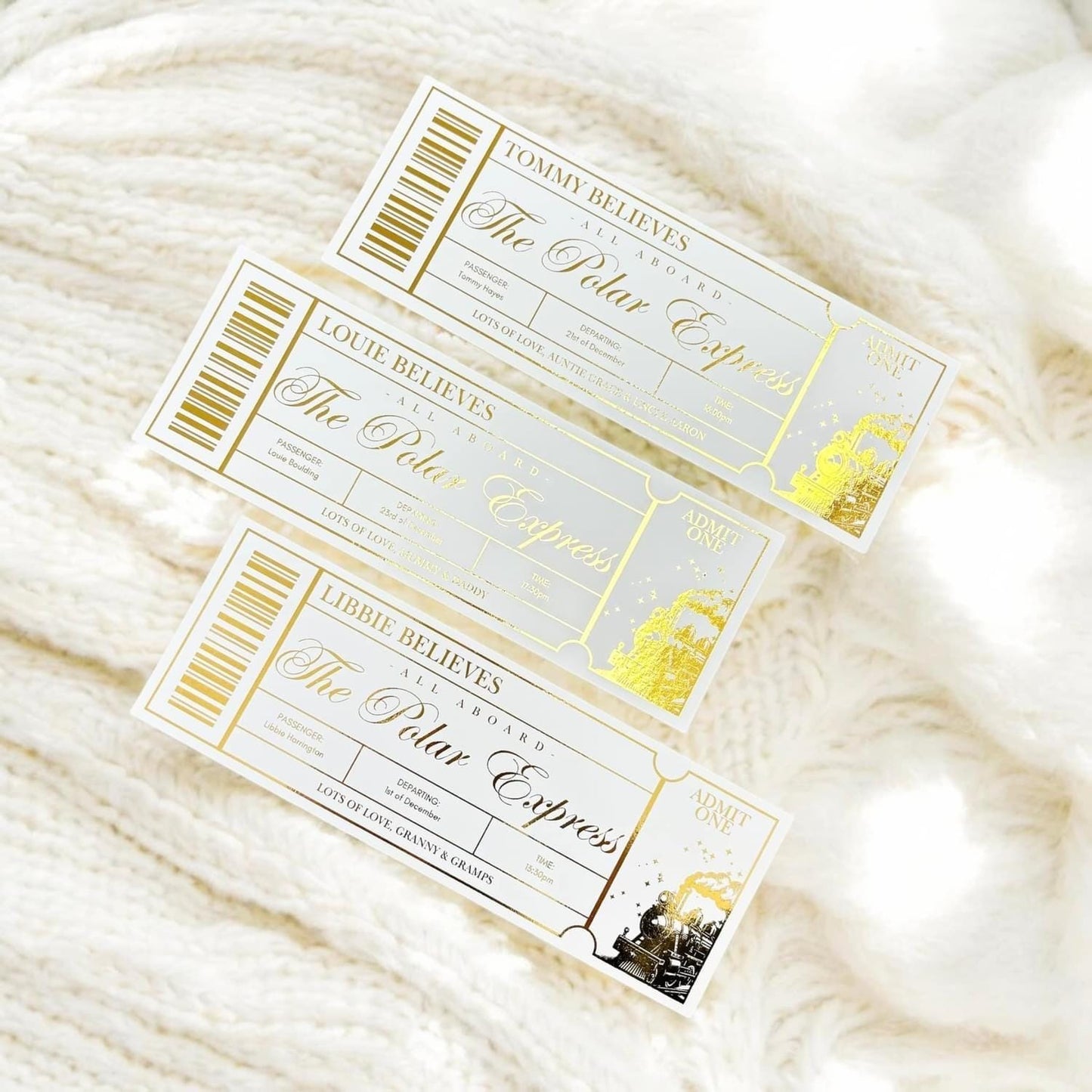 Personalised Foiled Polar Express Ticket | Custom Christmas Ticket | Fake Train Ticket | Gift Voucher | Certificate