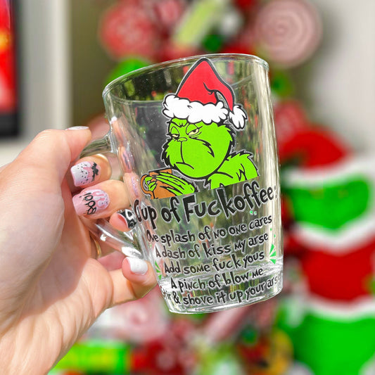 Christmas Movie Glass Mug | Christmas Reindeer Mug | Secret Santa Gift | Glass Mug | Personalised Christmas Mug | Christmas Movie Mug