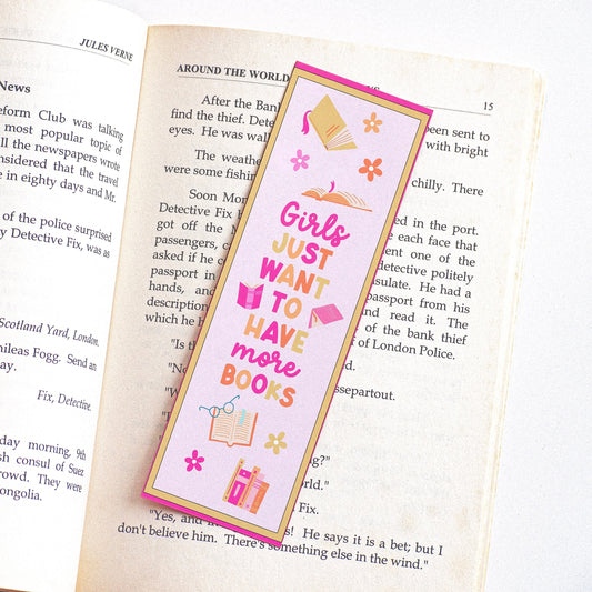 Girls Just Want Books | Book Lover Gift | Cute Bookmark Set | Gifts For Readers | Simple Bookmark Design | Bookish Gifts | Book Club Gift