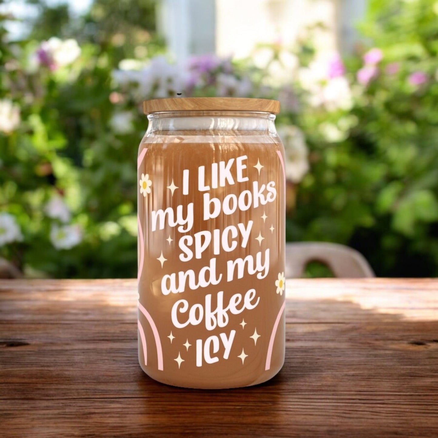 Spicy Smut Bookish 16oz Glass Cup | Reader Gift | Book Lover Gift Idea | Cosy Book | Girly Reader | Coffee Cup | Book Lover Iced Coffee Can