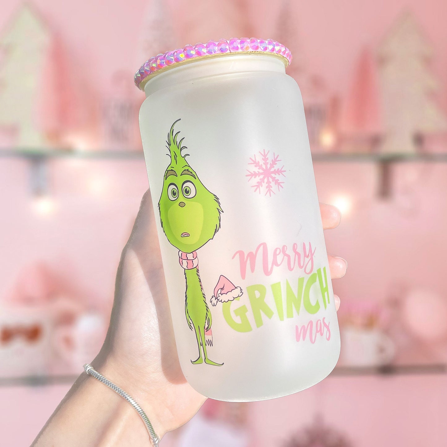 Frosted Glass Christmas Beer Can | Glass Cocoa Mug | Beer Can Glass | Christmas Mug | Christmas Glass | Holiday Mug | Iced Coffee Glass