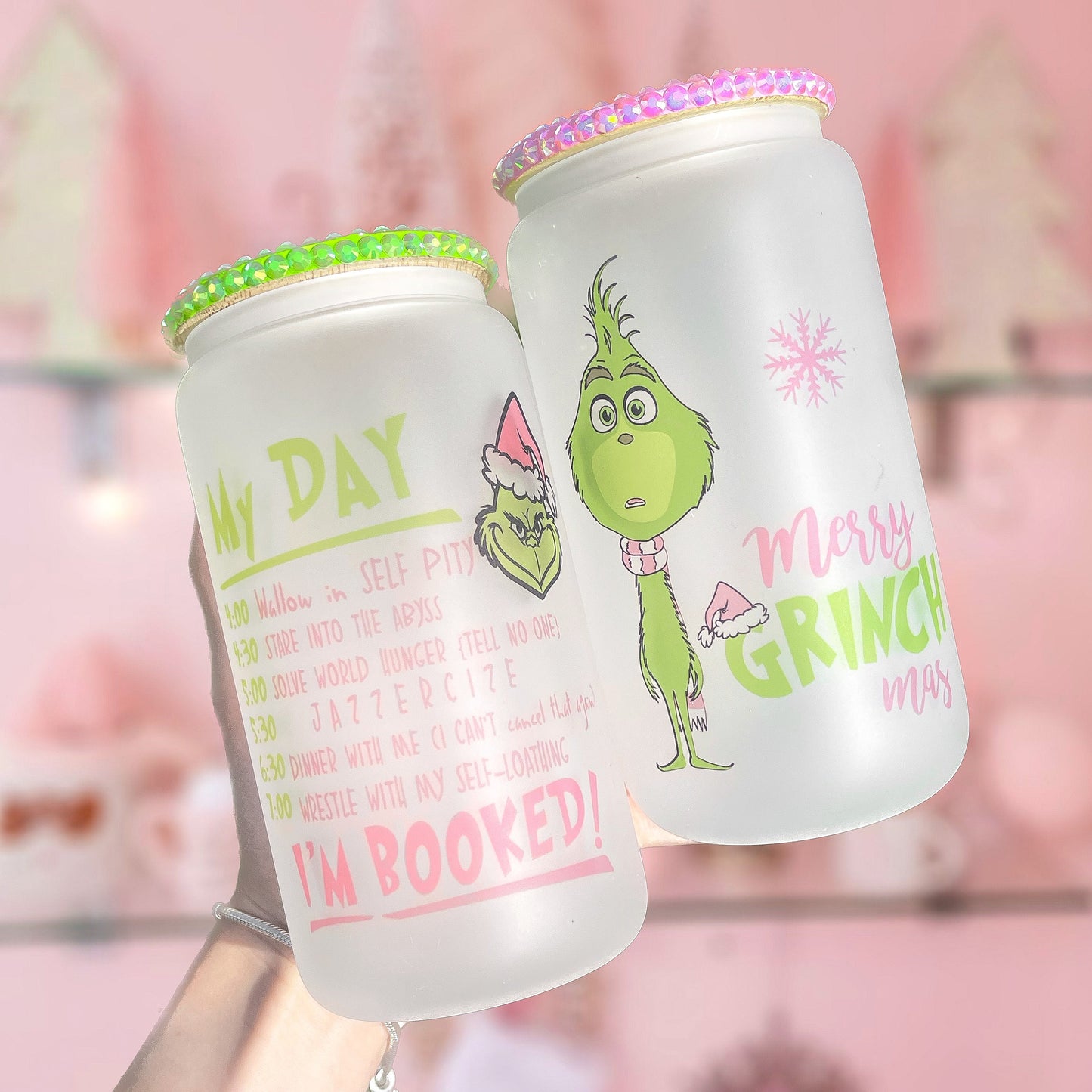 Frosted Glass Christmas Beer Can | Glass Cocoa Mug | Beer Can Glass | Christmas Mug | Christmas Glass | Holiday Mug | Iced Coffee Glass