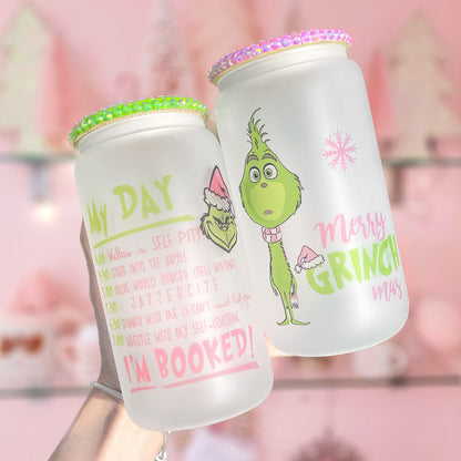 Frosted Glass Christmas Beer Can | Glass Cocoa Mug | Beer Can Glass | Christmas Mug | Christmas Glass | Holiday Mug | Iced Coffee Glass