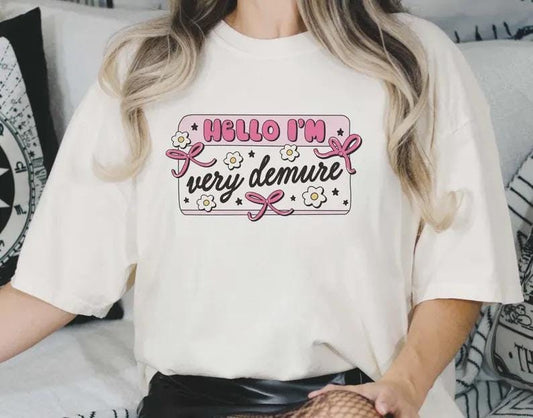 Very Demure, Very Mindful Printed Sweatshirt | Funny Viral Mindful T-Shirt | Printed Girly Crewnecks