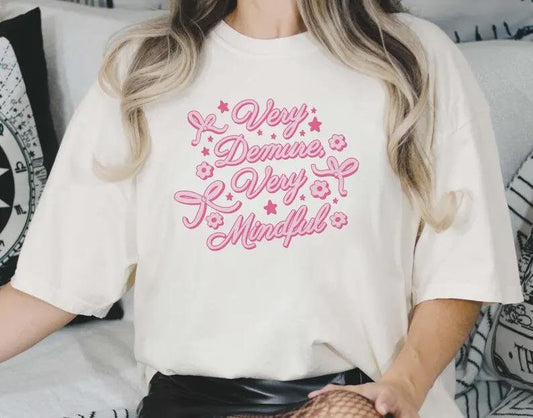 Very Demure, Very Mindful Printed Sweatshirt | Funny Viral Mindful T-Shirt | Printed Girly Crewnecks