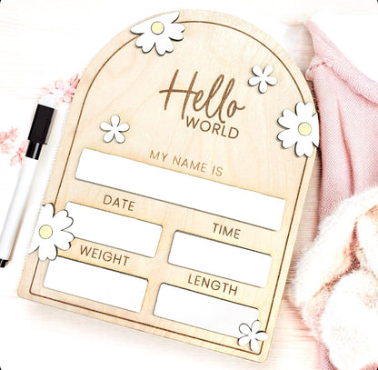 Personalised Hello World Plaque | Baby Milestone | Baby Plaque | Personalised Name Plaque | Personalised Wooden Milestone Discs | Name Sign
