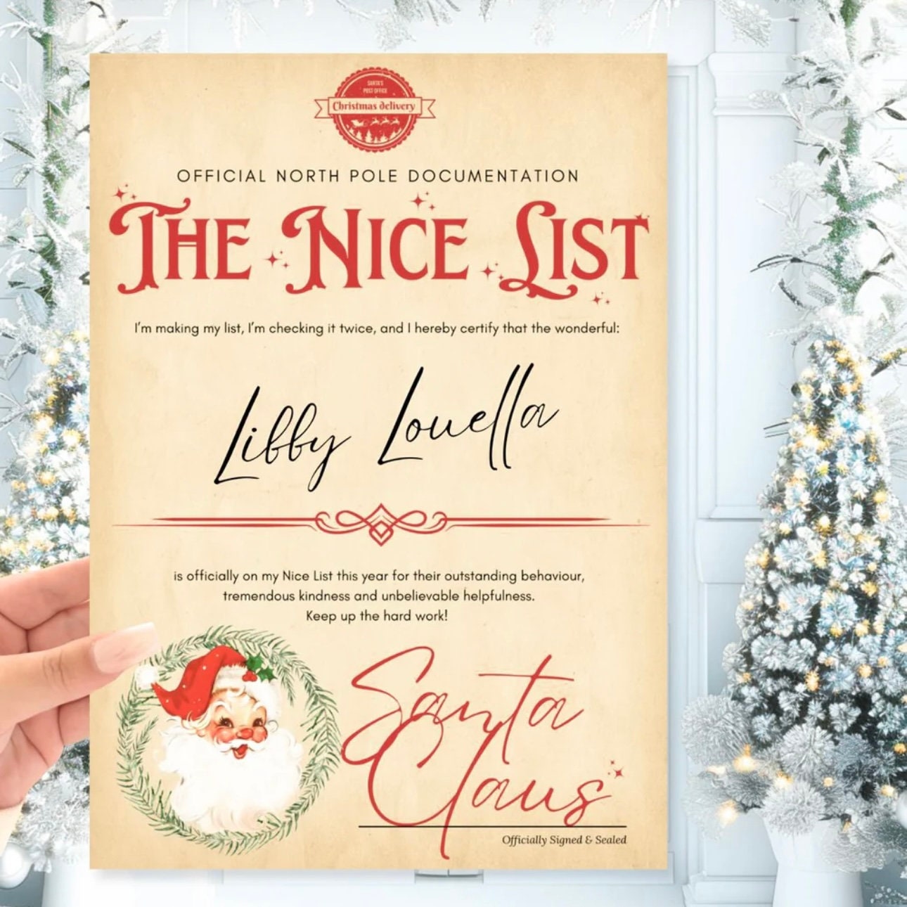 Personalised Nice List Letter From Santa | Christmas Eve Box Filler | Christmas Eve Gift | Nice List Medal | Personalised Santa Letter