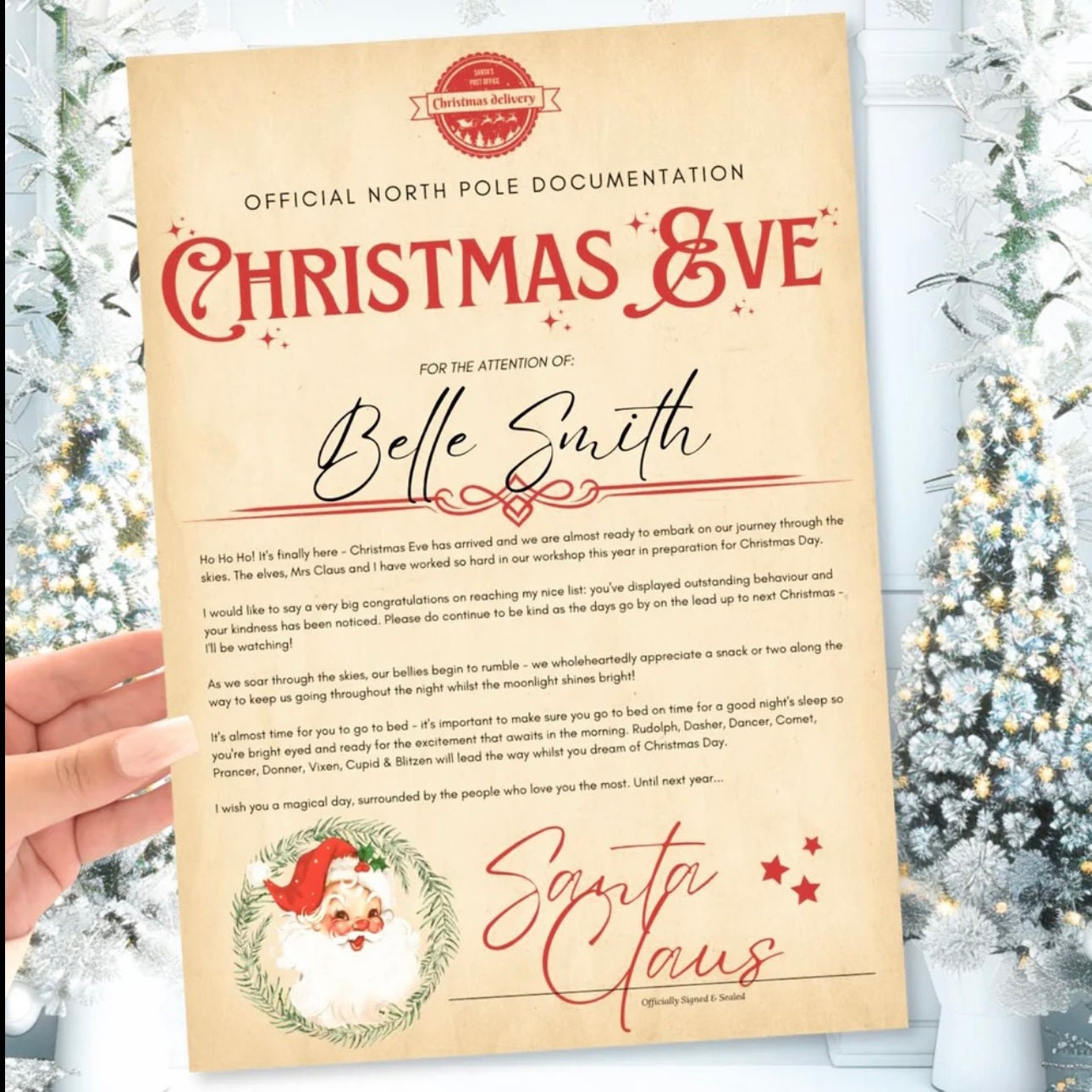 Personalised Christmas Eve Letter From Santa | Christmas Eve Box Filler | Christmas Eve Gift | Nice List Medal | Personalised Santa Letter