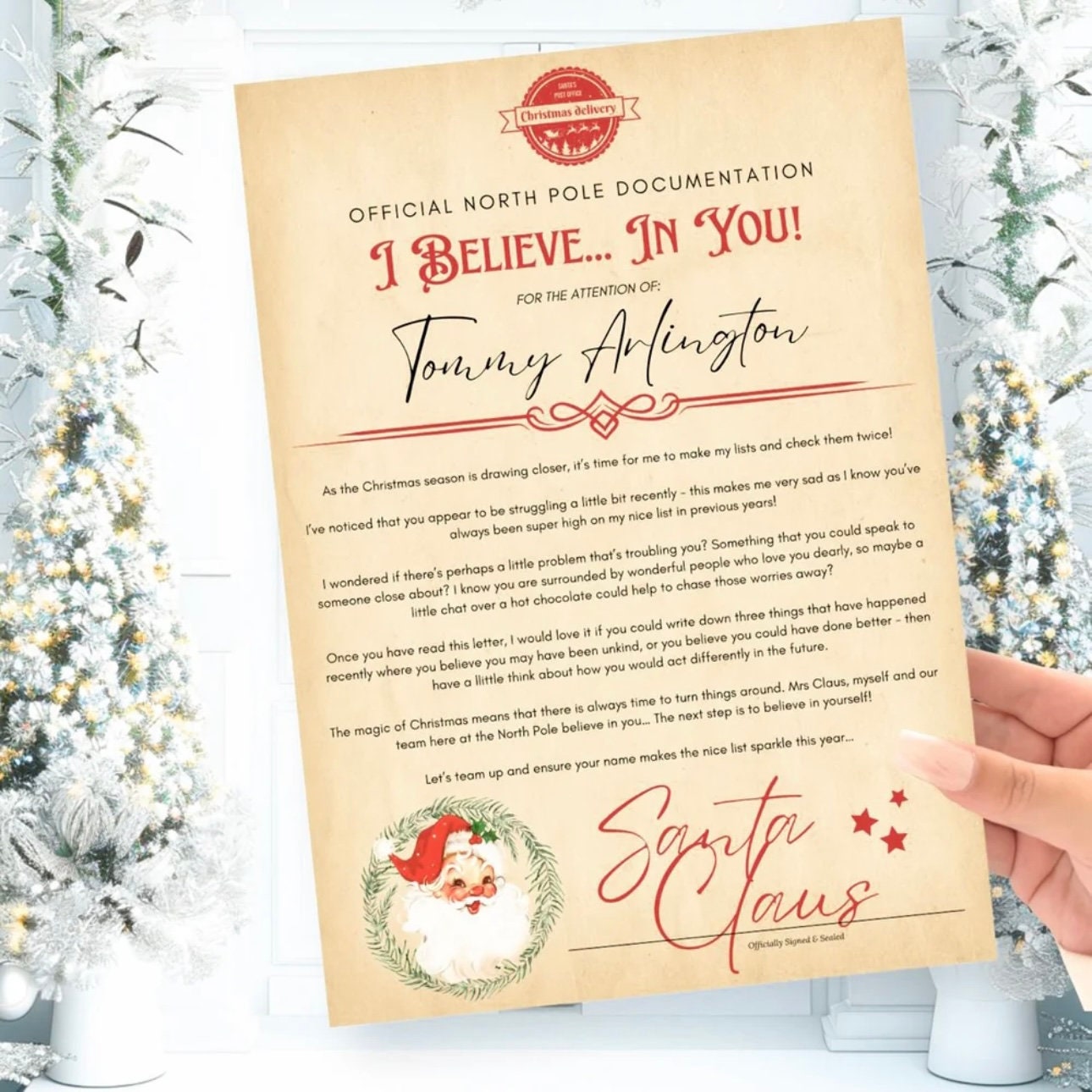 Personalised Letter From Santa | Tradition Gift From Father Christmas | Christmas Eve Gift | Nice List Medal | Personalised Santa Letter