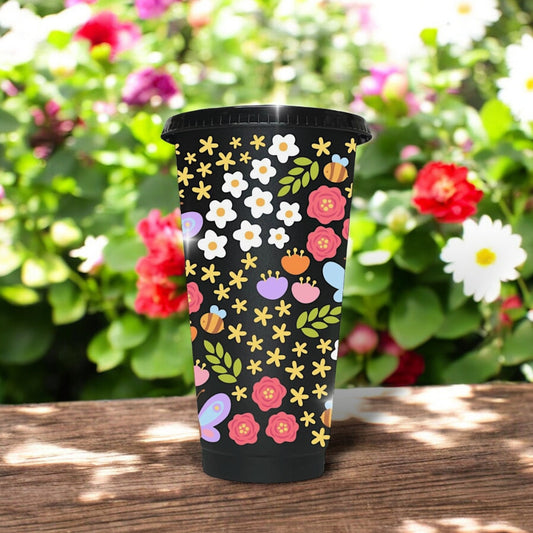 Spring Flowers 24oz Cold Cup | Cute Summer Cup | Flower Starbucks | Flower Mug | Gifts for Best Friend | Daisy Tumbler