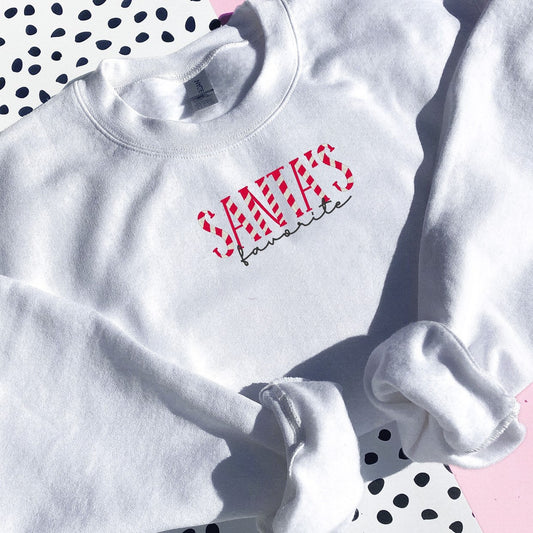 Santa Favourite Embroidered Sweatshirt Hoodie | Holiday Jumper | Cute Christmas Sweatshirt | Santa Christmas Sweatshirt