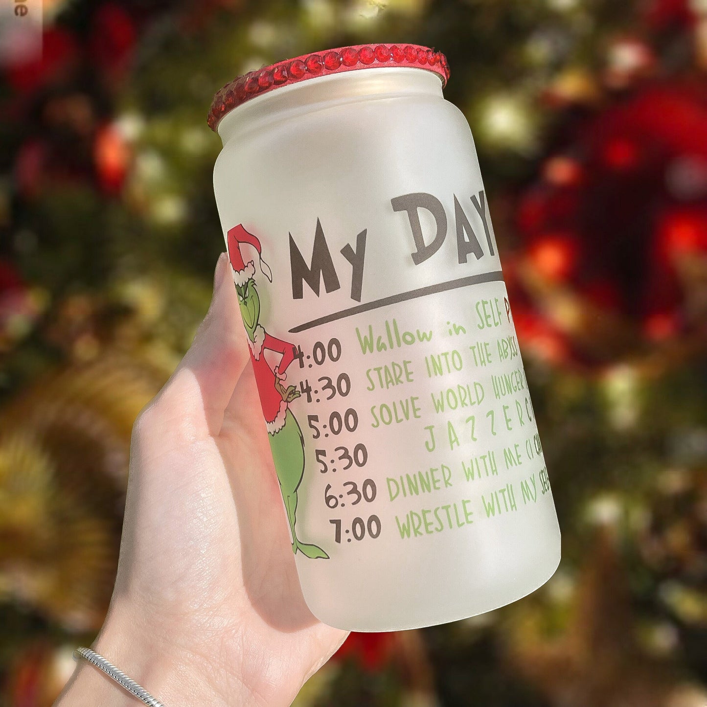Frosted Glass Christmas Beer Can | Glass Cocoa Mug | Beer Can Glass | Christmas Mug | Christmas Glass | Holiday Mug | Iced Coffee Glass