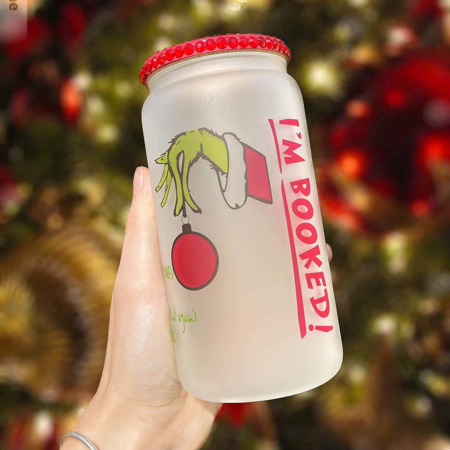 Frosted Glass Christmas Beer Can | Glass Cocoa Mug | Beer Can Glass | Christmas Mug | Christmas Glass | Holiday Mug | Iced Coffee Glass