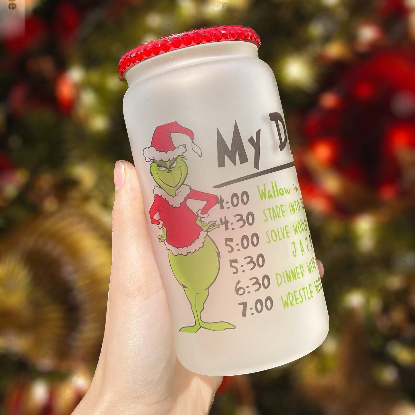 Frosted Glass Christmas Beer Can | Glass Cocoa Mug | Beer Can Glass | Christmas Mug | Christmas Glass | Holiday Mug | Iced Coffee Glass