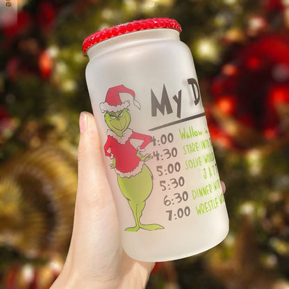 Frosted Glass Christmas Beer Can | Glass Cocoa Mug | Beer Can Glass | Christmas Mug | Christmas Glass | Holiday Mug | Iced Coffee Glass
