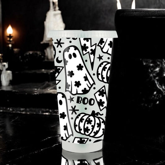 Halloween Ghost 24oz Cold Cup | Spooky Season | Cute Ghost Cold Cup | Scary Movies | Halloween Cold Cups | Halloween Decor | Starbucks Cup