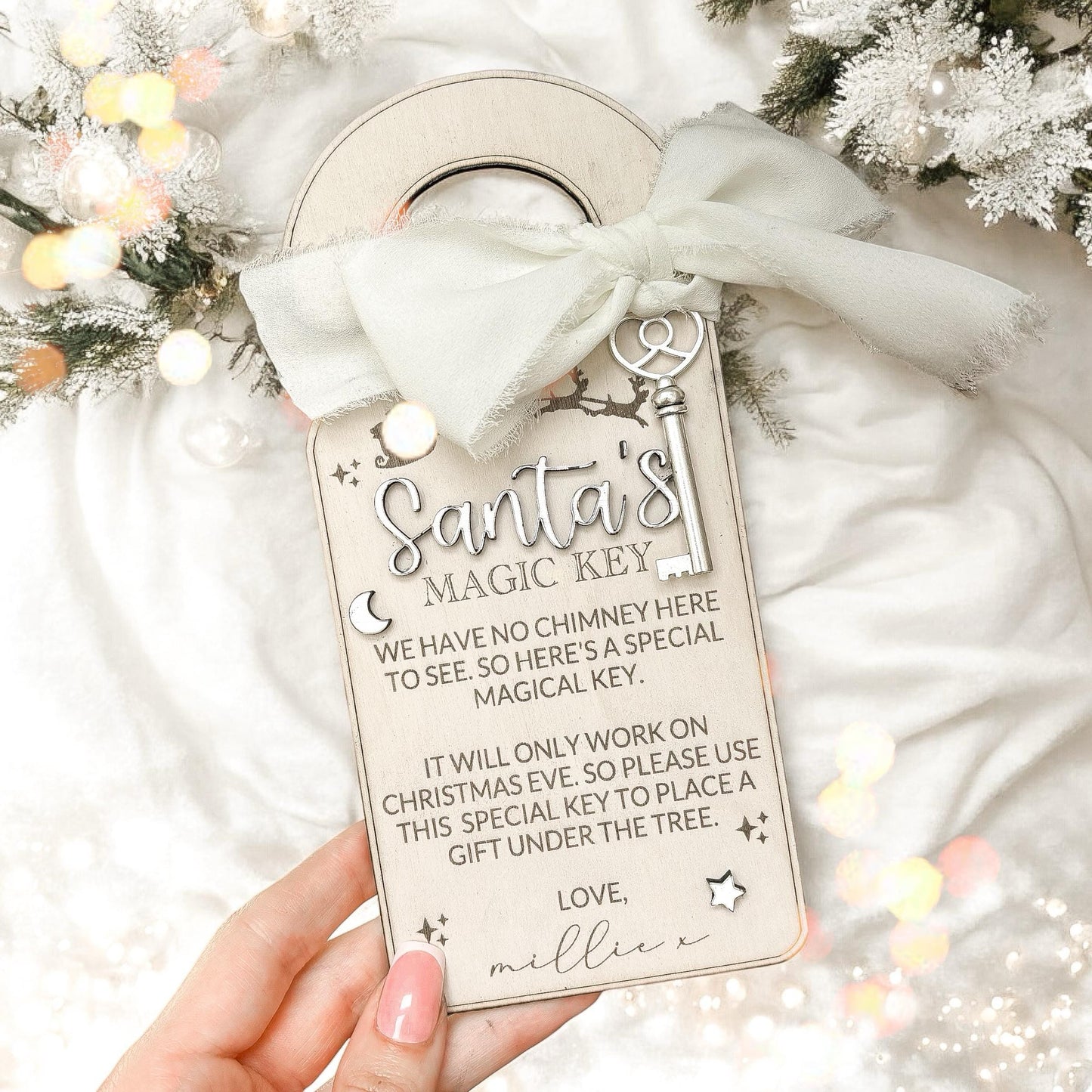 Personalised Santa's Magic Key | Wooden Christmas Door Hanger | Kids Christmas Eve Box | Father Christmas Door Hanger | Santa Door Hanger