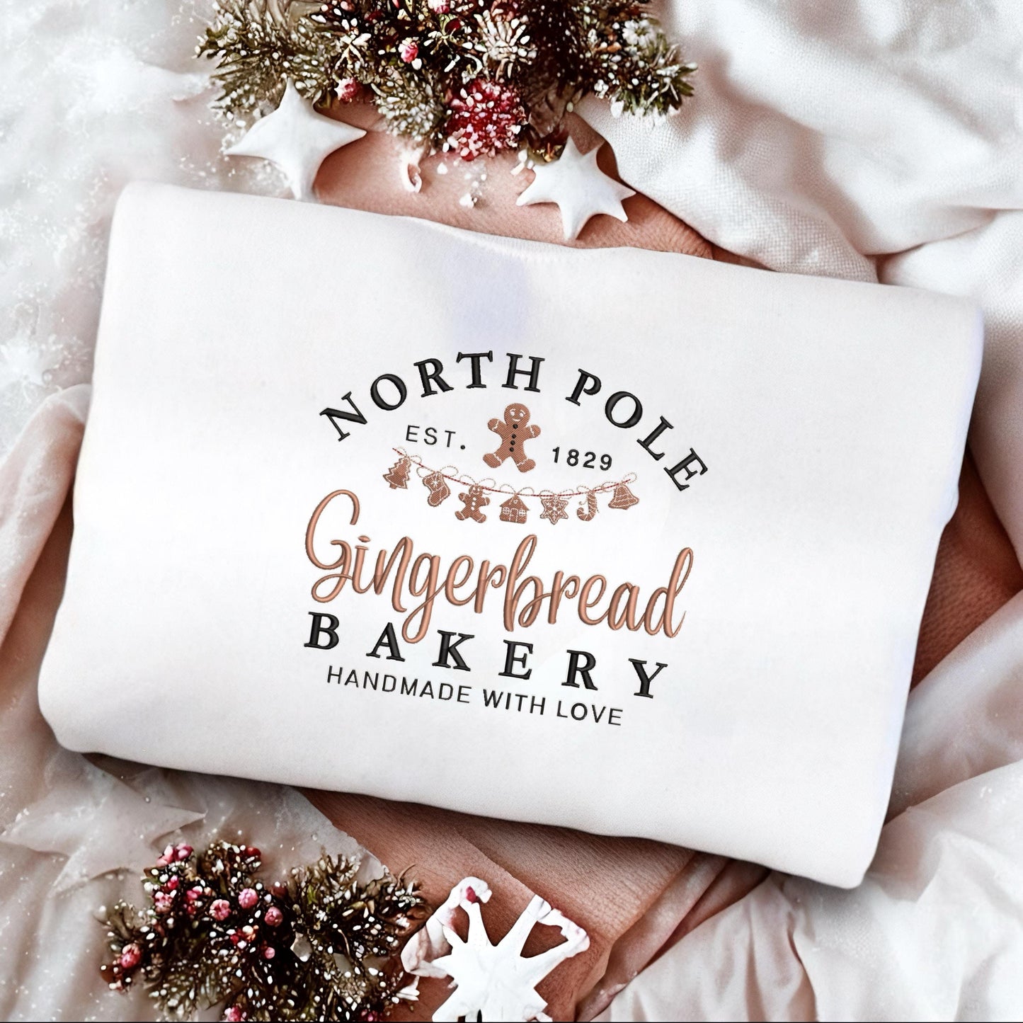 North Pole Bakery Embroidered Jumper | Embroidered Christmas Hoodie | Christmas Jumper | Stocking Filler | Festive Sweatshirt