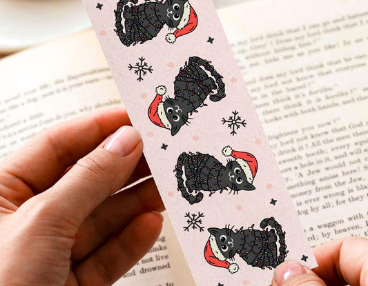 Winter Cat Bookmark | Book Lover Gift | Gifts For Readers | Secret Santa | Digital Download | Christmas Bookmark | Holiday Bookmark