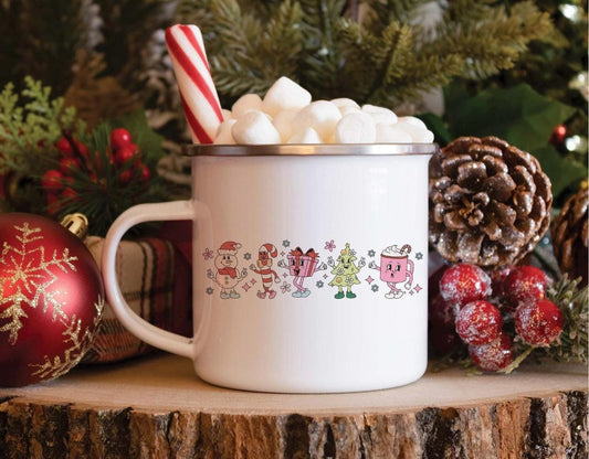 Christmas Enamel Mug | Child's Mug | Camping Mug | Tin Cup | Christmas Eve Mug | Xmas 2024 | Hot Chocolate
