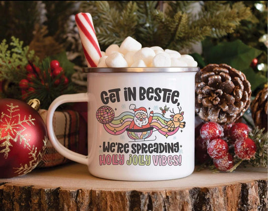 Christmas Enamel Mug | Child's Mug | Camping Mug | Tin Cup | Christmas Eve Mug | Xmas 2024 | Hot Chocolate