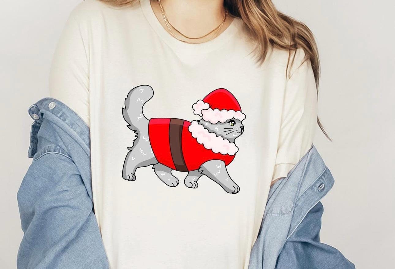 Christmas Cats Printed Sweatshirt | Cat Mum Sweater | Meowy Christmas Sweater | Cat Christmas Gift | Funny Cat Hoodie | Long Sleeved